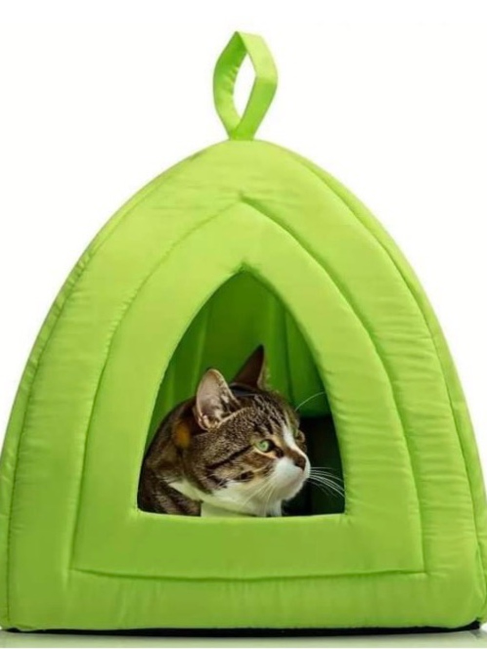 Green Cozy Cat Tent Bed
